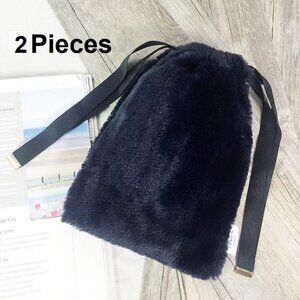 Bundle 2 Faux Fur Drawstring  Pouch Bags from Lanvin